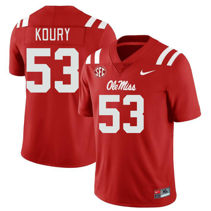 Men #53 Joe Koury Ole Miss Rebels College Football Jerseys Stitched-Red